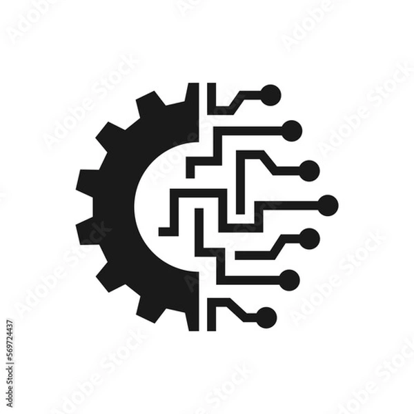 Fototapeta Digital technology gear icon concept isolated on white background. Vector illustration