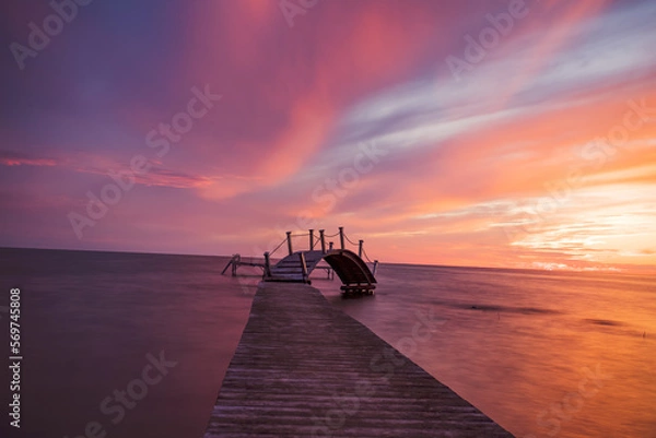 Obraz sunset, sea, boat, beach, sun
