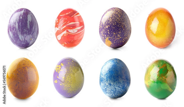Fototapeta Set of colorful Easter eggs isolated on white