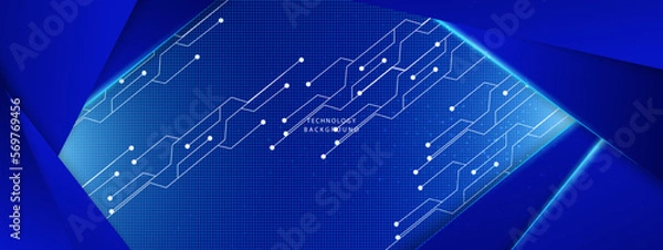 Obraz Modern technology circuit board texture background design. Waves flow. Quantum explosion technology. Quantum computer technologies concept. Futuristic blue circuit board background vector motherboard