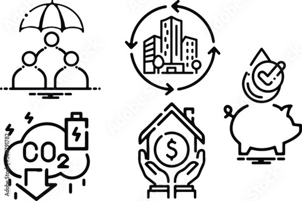 Obraz Simple Business Line Icon Set