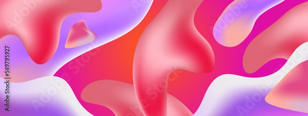 Fototapeta Vector abstract background - liquid bubble shapes on fluid gradient with shadows and light effects. Shiny design template for text