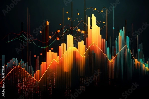 Fototapeta Stock Values Rising and Falling, Generative AI, 3:2 Ratio, Desktop Wallpaper