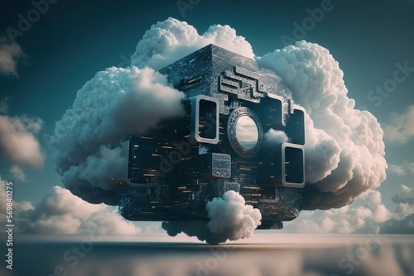 Fototapeta AWS. Cloud computing technology concept. 
