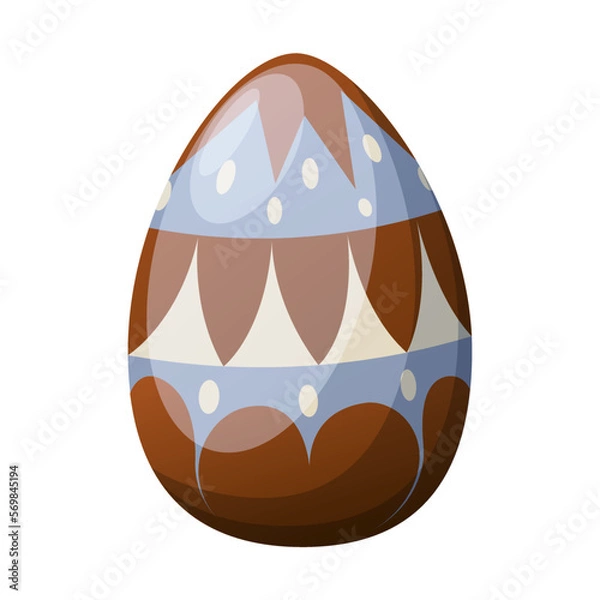 Obraz Easter decorated chicken egg. Festive spring theme. Vector illustration, cartoon style, isolated background.