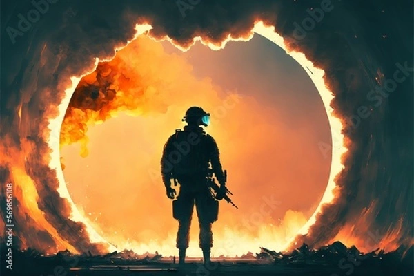 Fototapeta background with war man