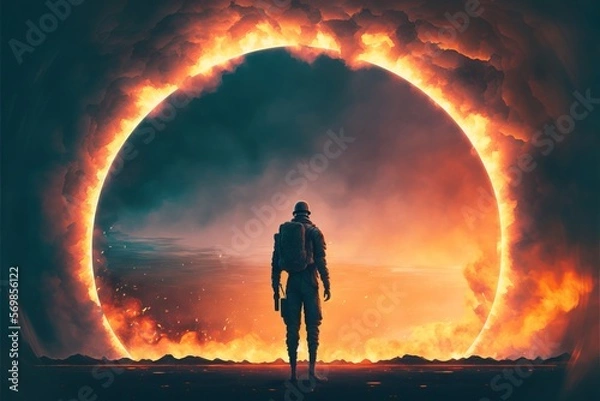 Fototapeta background with war man