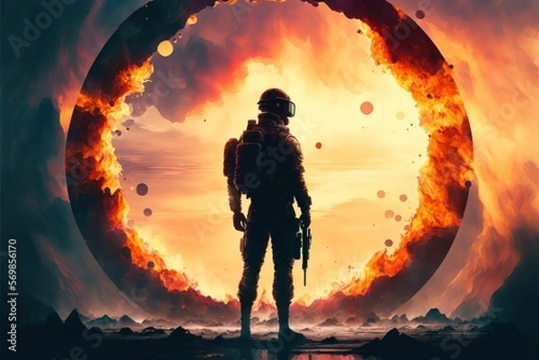 Fototapeta background with war man