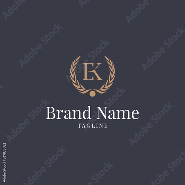 Obraz Letter EK wheat Logo Luxury Old Navy Gold