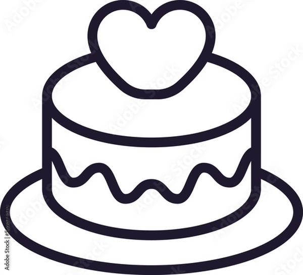 Fototapeta Cake concept. Modern outline high quality illustration for banners, flyers and web sites. Editable stroke in trendy flat style. Line icon of cake