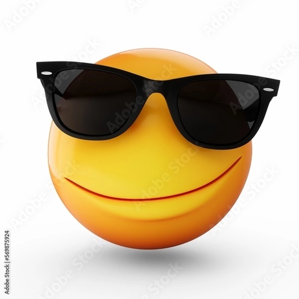 Obraz 3D Rendering cool emoji with sunglass isolated on white background