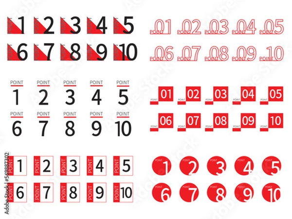 Obraz ポイントを示した1から10の数字-color3_red