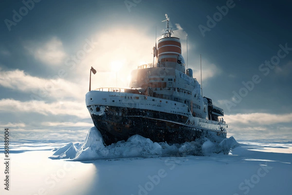 Fototapeta 超リアルな雪の世界や雪国系イラスト背景イラスト(AI generated image)