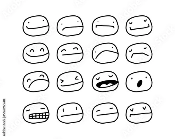 Obraz Expressive face creative doodle illustration line style