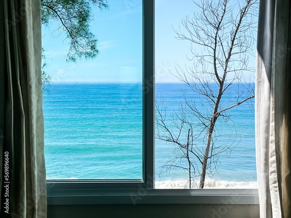Fototapeta windows amazing view of the blue sea