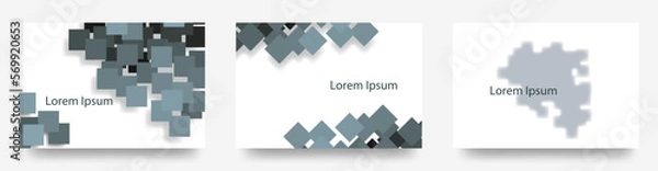 Obraz 正方形をランダムに配置したイラスト　広告に使えそうなベクターテンプレートカード/ポストカード/シンプルなデザインの名刺/背景/ビジネス/壁紙