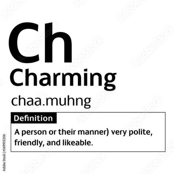 Fototapeta Charming English Word definition digital print design for t-shirts and wall art poster on Transparent Background
