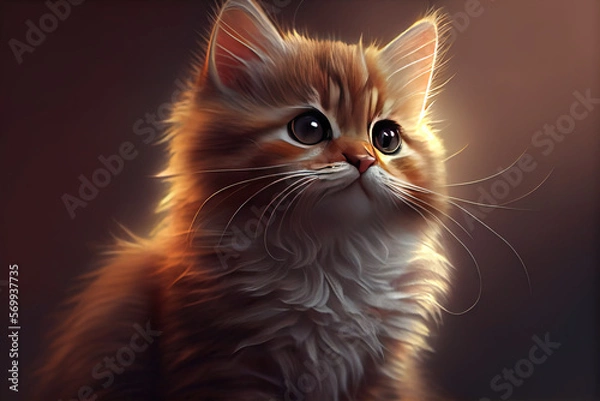 Fototapeta Cute cat detailed with Generative AI