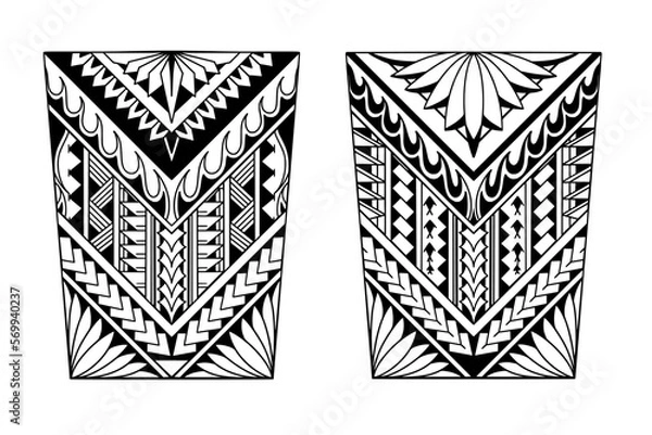 Obraz Wrap around arm polynesian tattoo set design. Pattern aboriginal samoan. illustration EPS10