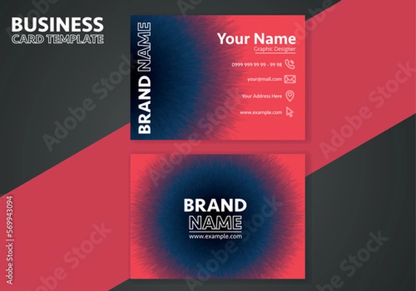 Fototapeta Modern abstract business card template with two side design template.