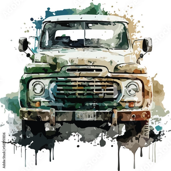 Obraz water color Pickup truck 