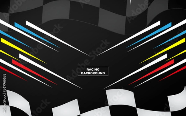 Fototapeta Modern racing design background vector. Trendy racing background template with race flag.