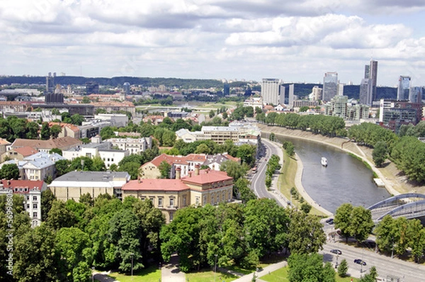 Fototapeta Vilnius, Lithuania. Top view of the old city and the new modern