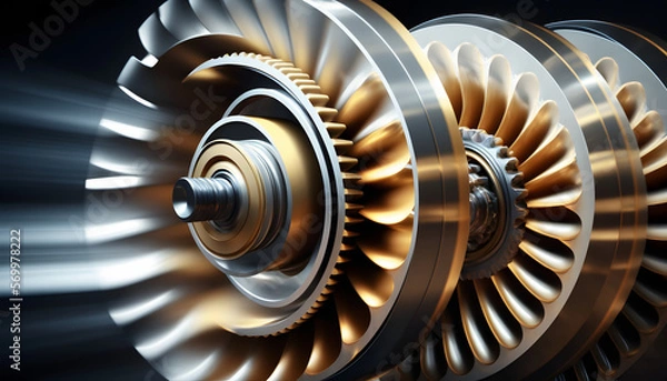 Fototapeta High-speed gears in motion: A photo of high-speed gears rotating to demonstrate the challenges and importance of tribology in high-stress mechanical systems.