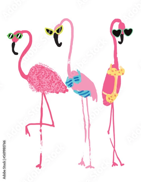 Fototapeta summer flamingo illustration