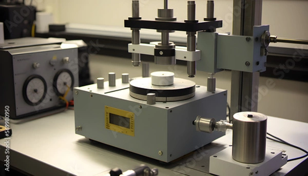 Fototapeta Friction measurement equipment: A photo of a setup used to quantify friction between two surfaces in tribology studies.