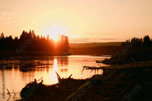 Obraz sunset over the river