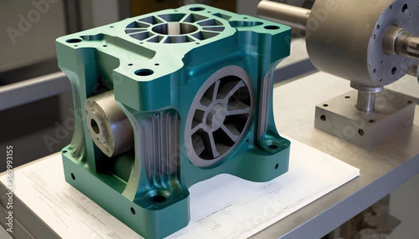 Fototapeta Stressed mechanical component: A photo of a mechanical component undergoing stress, demonstrating the use of FEA to analyze and improve the strength and reliability of mechanical systems.