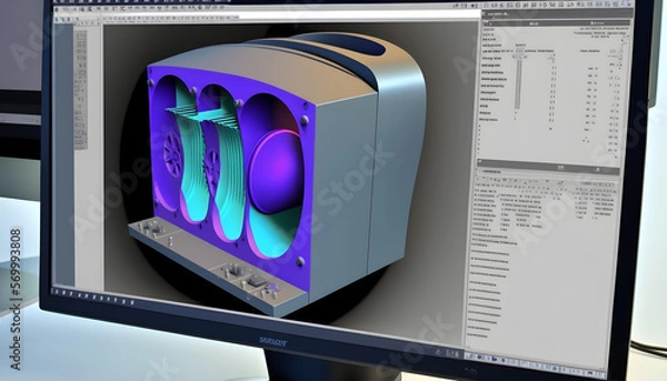 Fototapeta FEA software interface: A photo of a computer screen showing the interface of an FEA software, emphasizing the importance of computer simulations in FEA.
