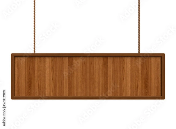 Obraz Long wooden board with ropes