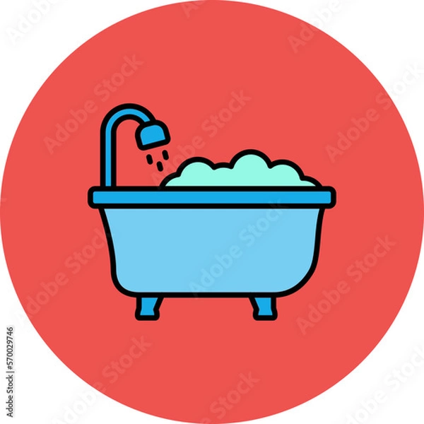 Obraz Bathtub Multicolor Circle Filled Line Icon