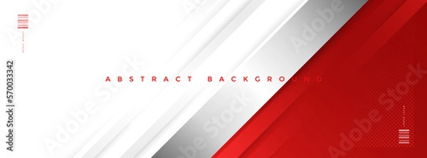 Obraz Red abstract banner background vector, modern corporate concept with silver effect