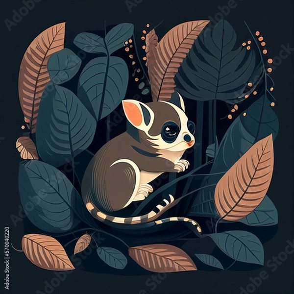Fototapeta Sugar Glider Flat Illustration Generative AI