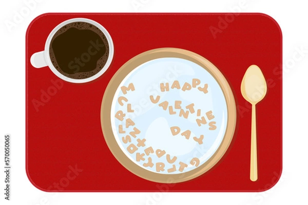 Obraz valentines day card breakfast with cereals and milk