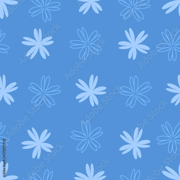 Obraz Spring flower blue pattern in paper cut style