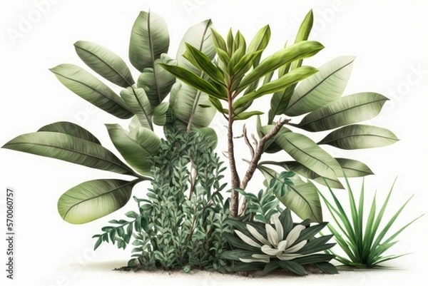 Fototapeta Illustration of diferent types of Vegetation - isolated on white - Created with Generative AI