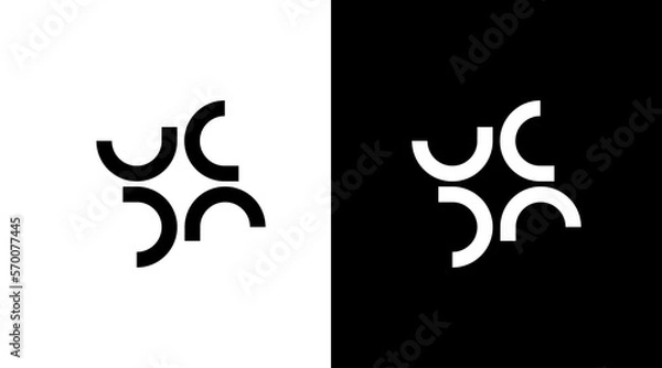 Fototapeta C logo vector monogram letter initial black and white icon illustration style Design template