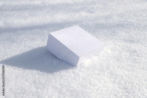 Fototapeta craft white square boxes on snow