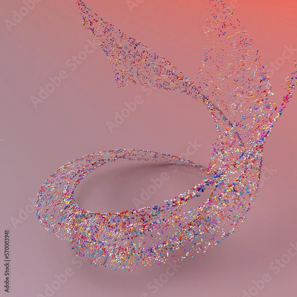 Obraz 3d render, Particles background with colorful