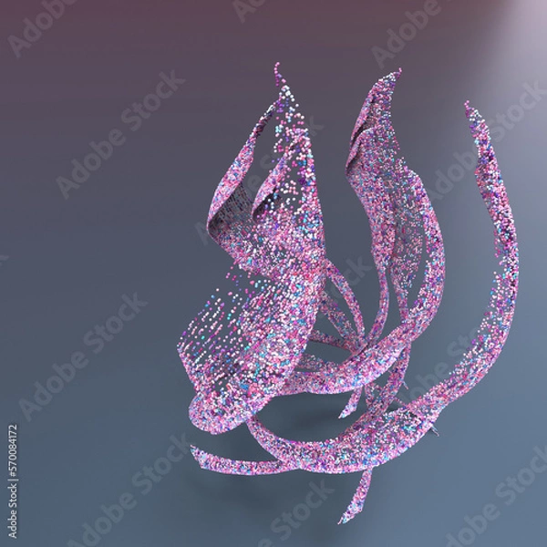 Obraz 3d render, Particles background with colorful