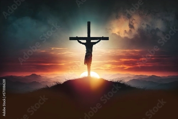 Fototapeta High resolution image of the passion of Jesus Christ. Generative AI.