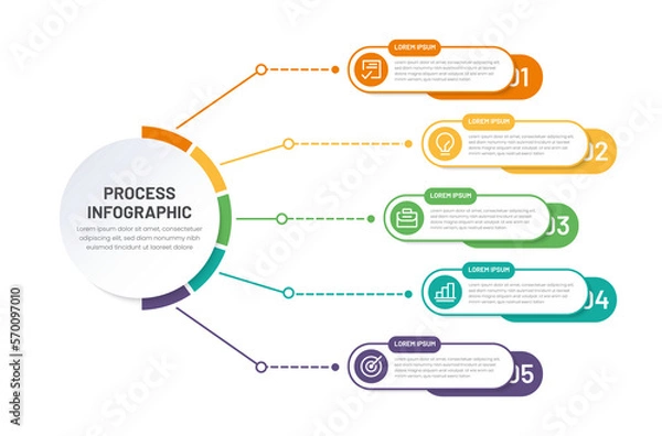 Obraz Infographic five steps. Visual Business Solutions Professional Infographic Template