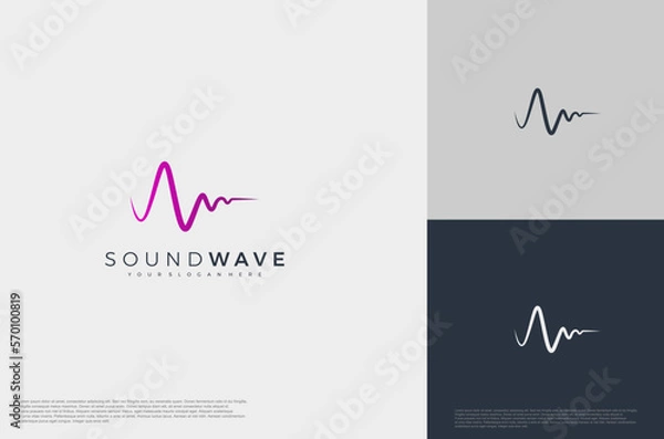 Fototapeta Music sound waves symbols. Audio icon, voice equalizer pulse element idea. Modern creative logo vector template.