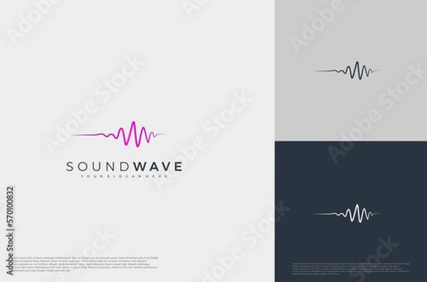 Fototapeta Music sound waves symbols. Audio icon, voice equalizer pulse element idea. Modern creative logo vector template.