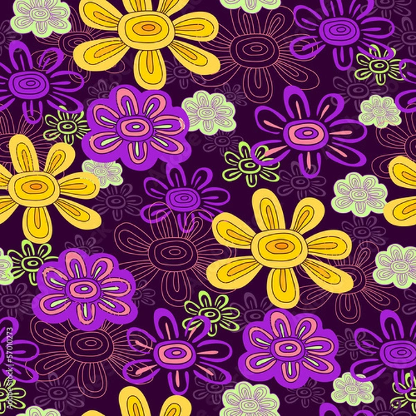 Fototapeta floral seamless pattern with autumn flowers