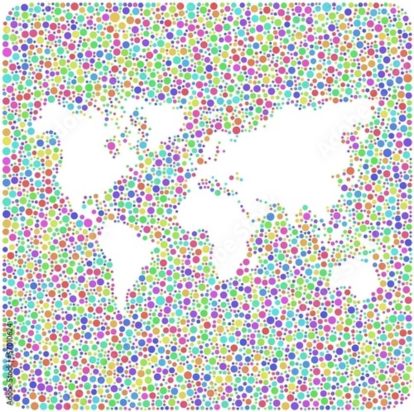 Fototapeta World map into a square icon